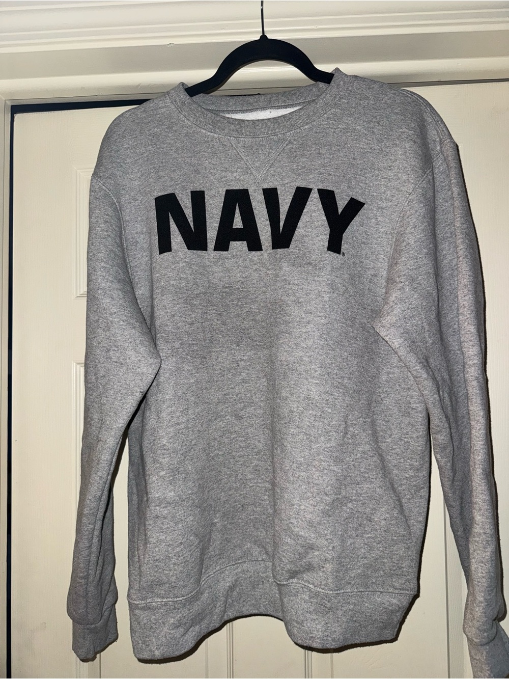 Grey 'NAVY' Crewneck Sweatshirt - Casual Men's Pullover